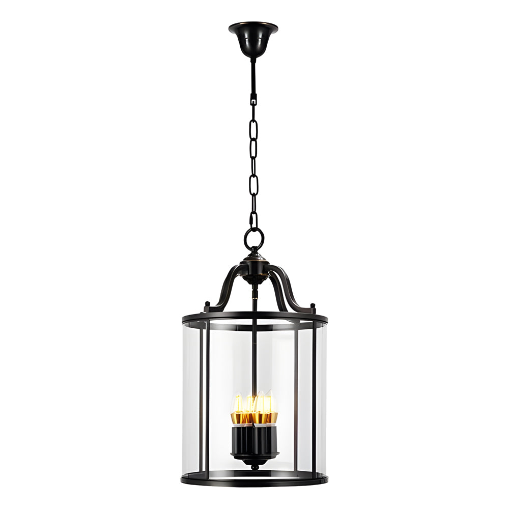 3 4 Light Candlelight Vintage Cylinder Glass Lantern Pendant Light Black