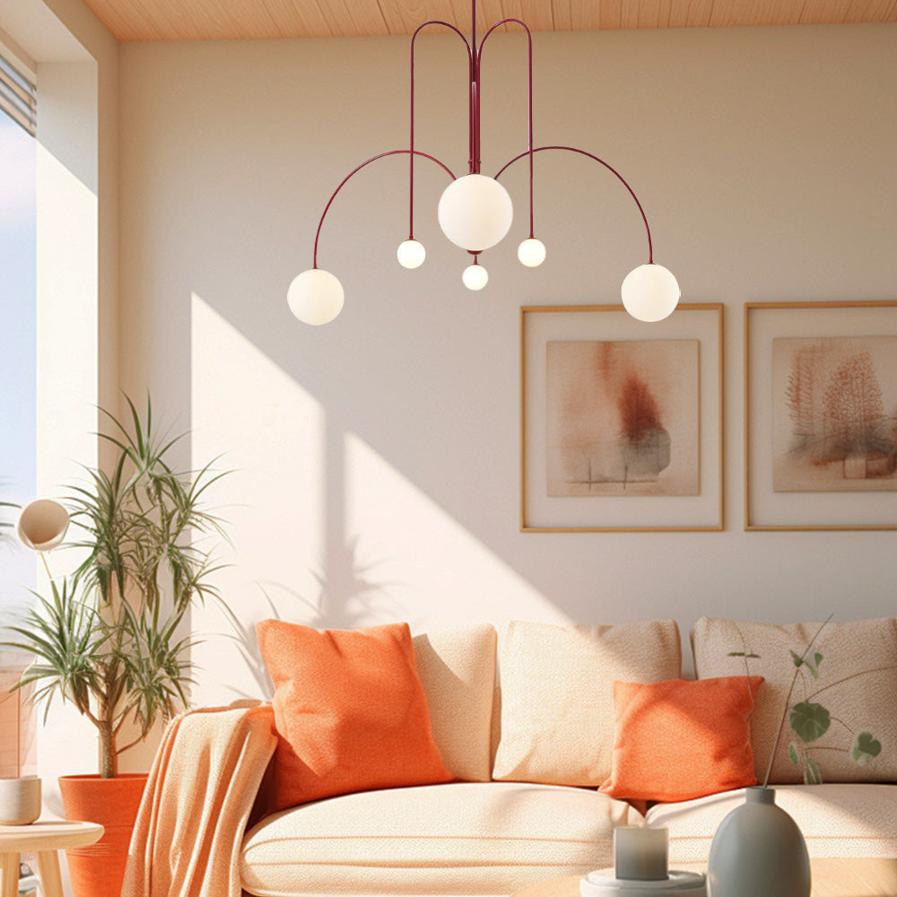 Modern White Round Glass Pendant Light