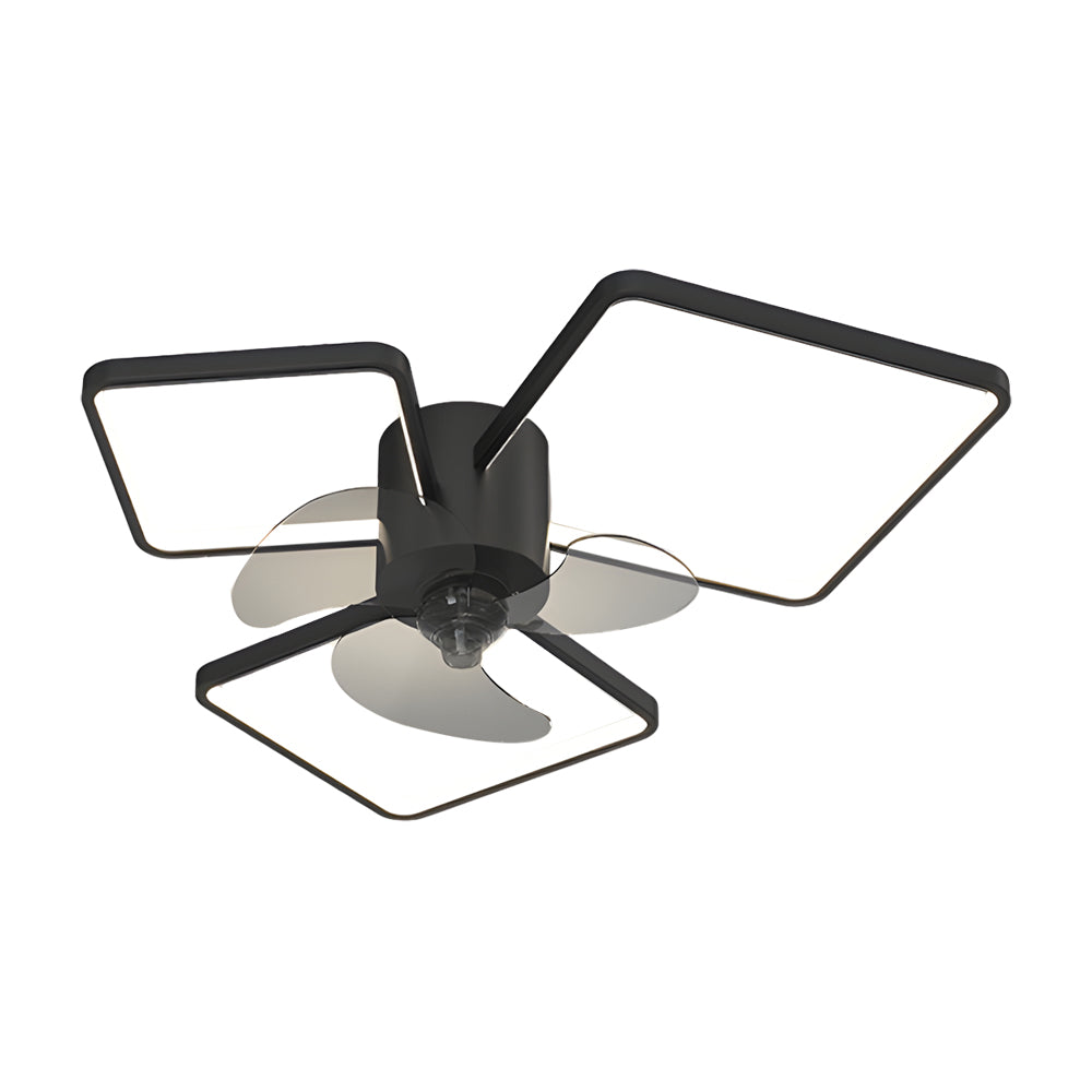 Square Round Rings Three Step Dimming Led Silent Modern Ceiling Fans Lamp