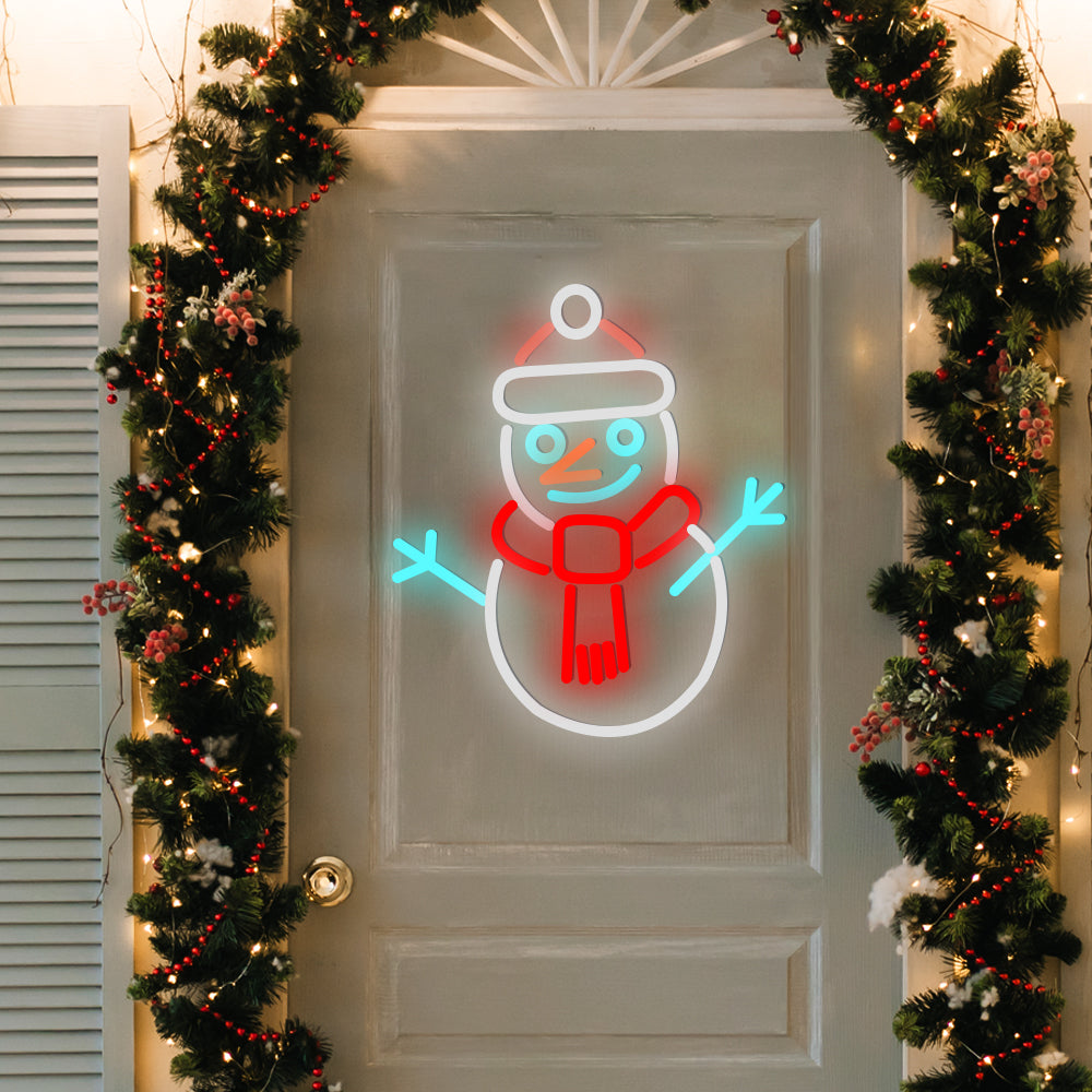 Modern Acrylic LED Snowman Sign with Dimmer for Festive Interiors