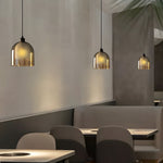 Double Glass Lampshade Wood Brown Pendant Light Li002713
