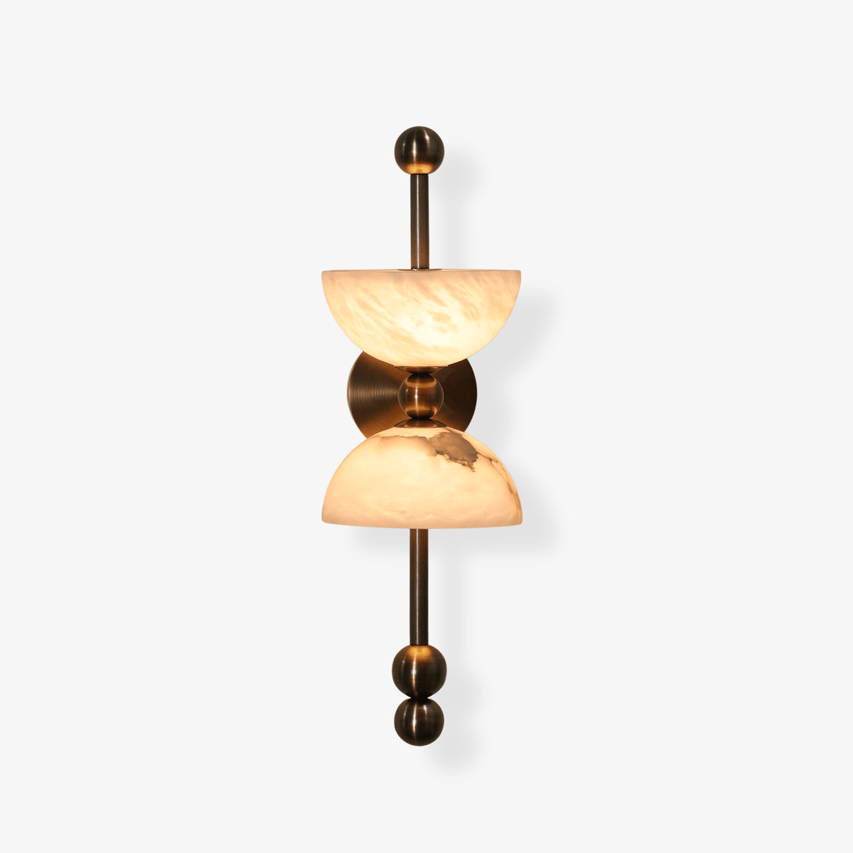 Duo Alabaster Wall Sconce with Aged Brass Accents