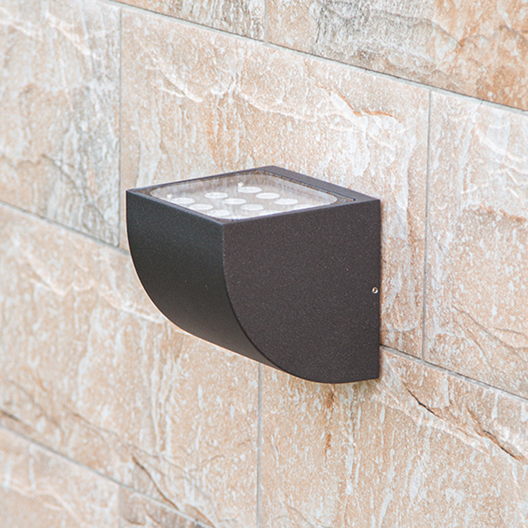 Geometric Outdoor Wall Sconce with Directional LED Light