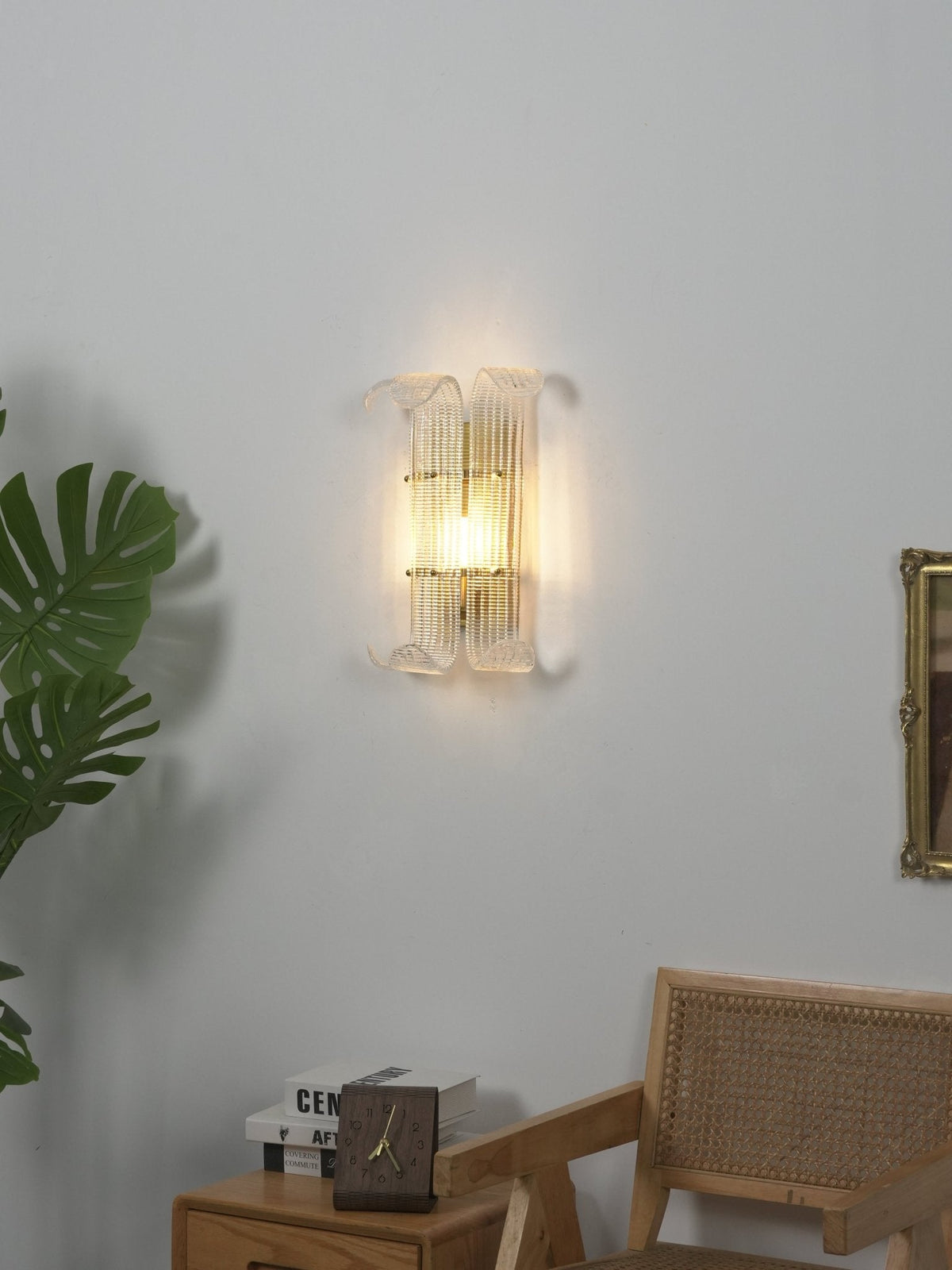 Brasher Wall Sconce in Champagne Glass and Gold Metal