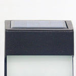 Solar LED Wall Sconce Set of Two in Black with Glass Shade for Modern Outdoor Spaces