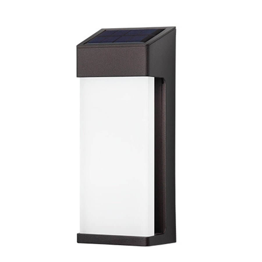 Solar LED Wall Sconce Set of Two in Black with Glass Shade for Modern Outdoor Spaces