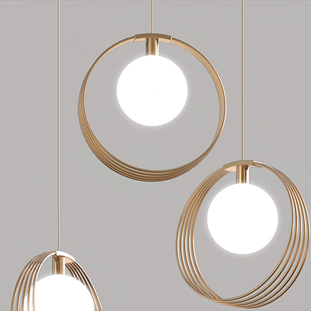 Nordic Minimalist 3-Light Gold Pendant Ceiling Lamp with Adjustable Cord