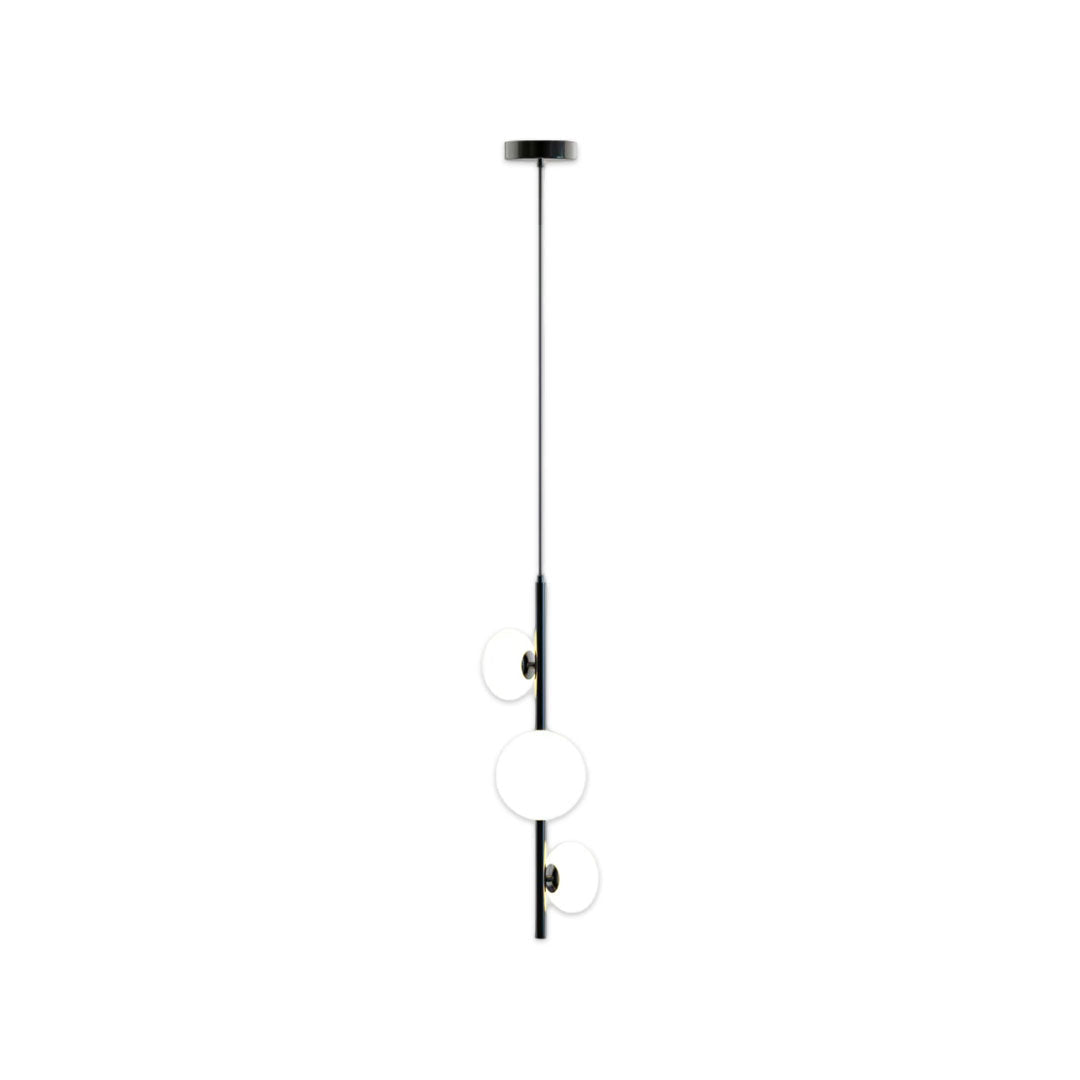 Italian Minimalist 3-Light Linear Pendant in Glass and Iron