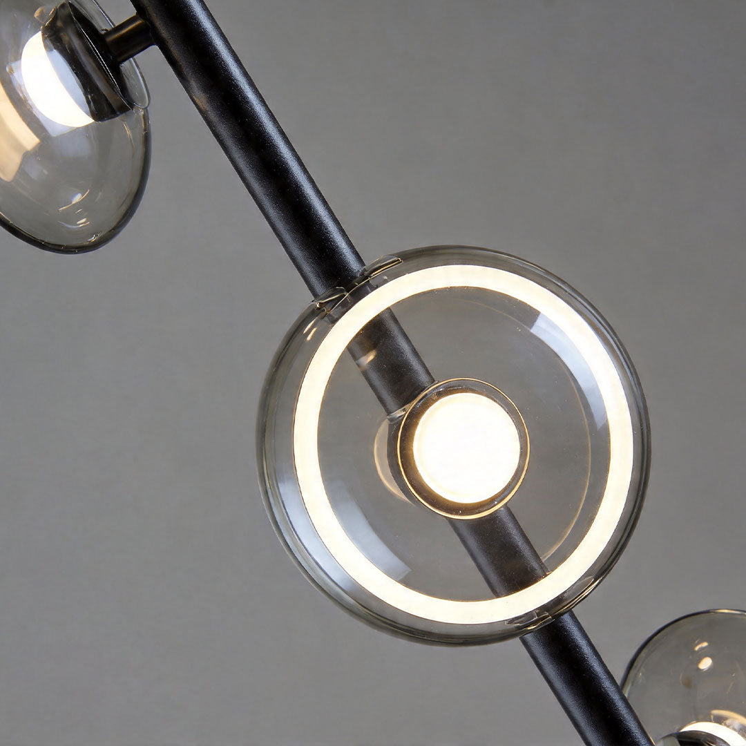 Italian Minimalist 3-Light Linear Pendant in Glass and Iron