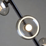 Italian Minimalist 3-Light Linear Pendant in Glass and Iron