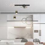 Modern Chandelier with Integrated Ceiling Fan and Star Projection