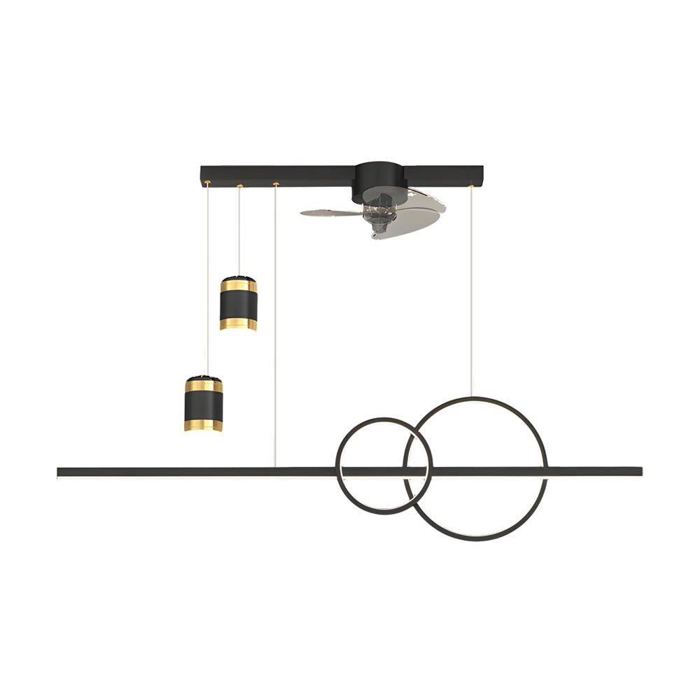 Modern Chandelier with Integrated Ceiling Fan and Star Projection