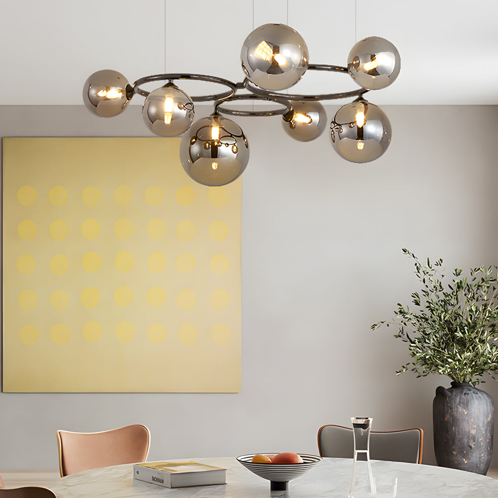 5 7 9 Light Glass Ball Circular Contemporary Chandelier With 3 Step Dimming