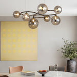 5 7 9 Light Glass Ball Circular Contemporary Chandelier With 3 Step Dimming