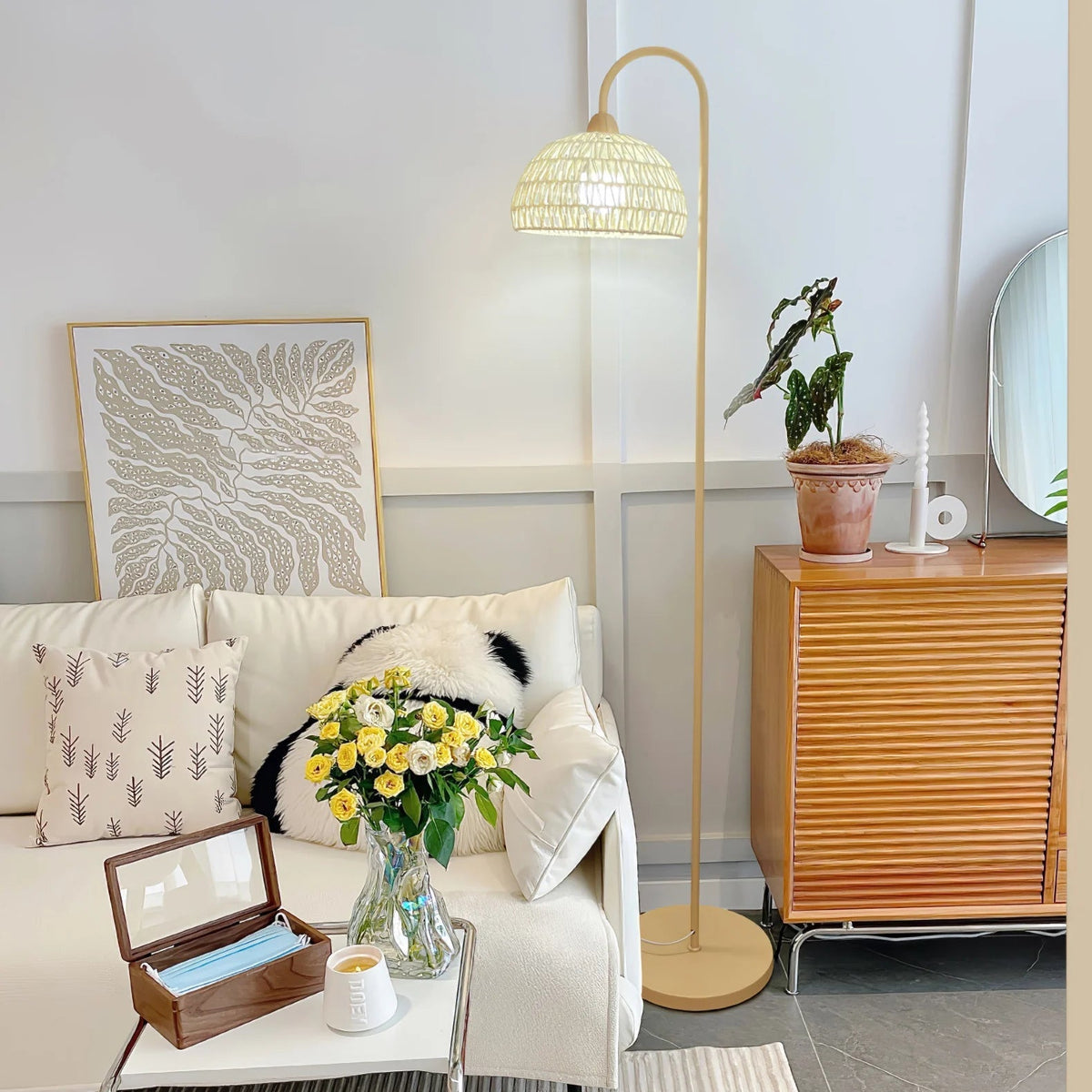 Rattan Bend Floor Lamp