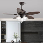Lily Bloom Ceiling Fan Light with Wood Blades and Amber Glass