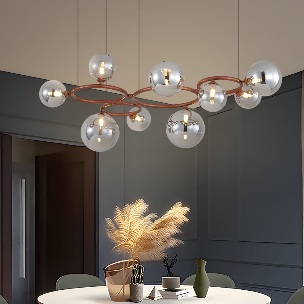 5 7 9 Light Glass Ball Circular Contemporary Chandelier With 3 Step Dimming