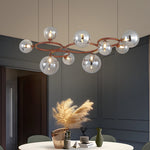 5 7 9 Light Glass Ball Circular Contemporary Chandelier With 3 Step Dimming