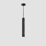 Volkan Black Travertine Tube Pendant Light – Modern Architectural Hanging Lamp