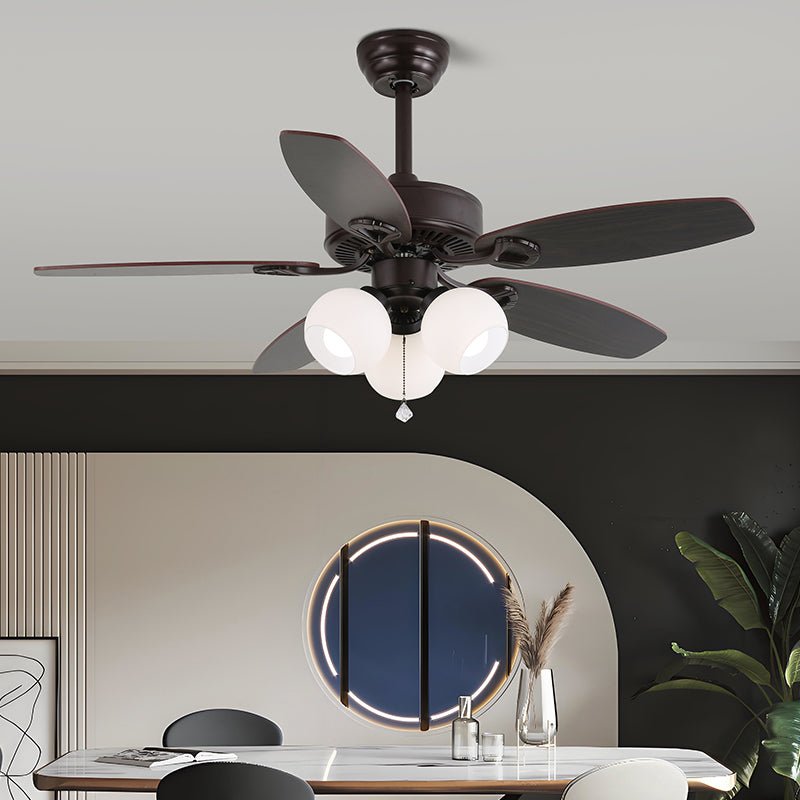 Sienna Breeze Ceiling Fan with Light – Walnut Wood Blades & Amber Glass
