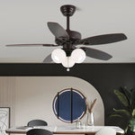 Sienna Breeze Ceiling Fan with Light – Walnut Wood Blades & Amber Glass