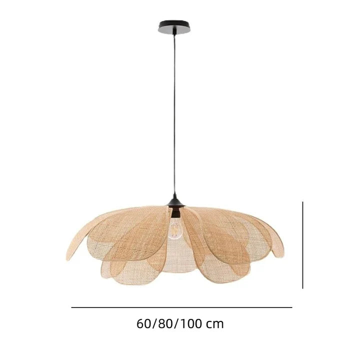 Retro Floral Rattan Pendant Lamp