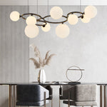 5 7 9 Light Glass Ball Circular Contemporary Chandelier With 3 Step Dimming