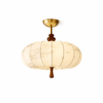 Floravelle Lantern Semi Flush Mount Ceiling Light in Walnut and Ivory