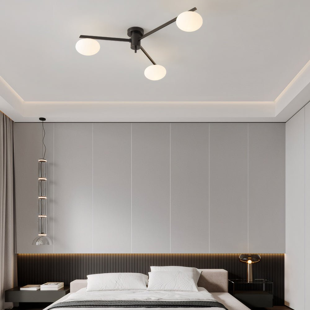 Jasper Modern Semi Flush Ceiling Light in Black or Copper, 3-6 Lights