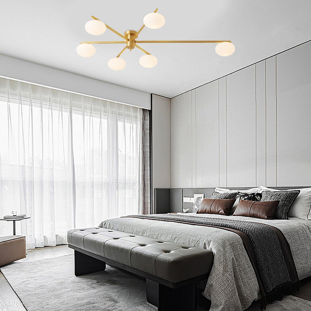 Jasper Modern Semi Flush Ceiling Light in Black or Copper, 3-6 Lights
