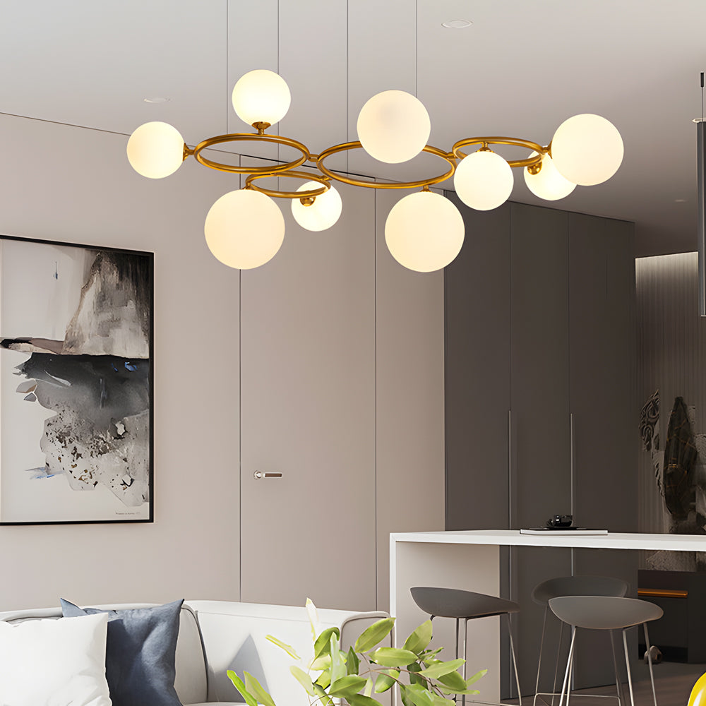 5 7 9 Light Glass Ball Circular Contemporary Chandelier With 3 Step Dimming