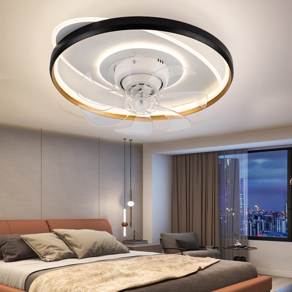 360 Rotatable Led Three Color Light Stepless Dimming Ceiling Fan Lamp With Remote Control