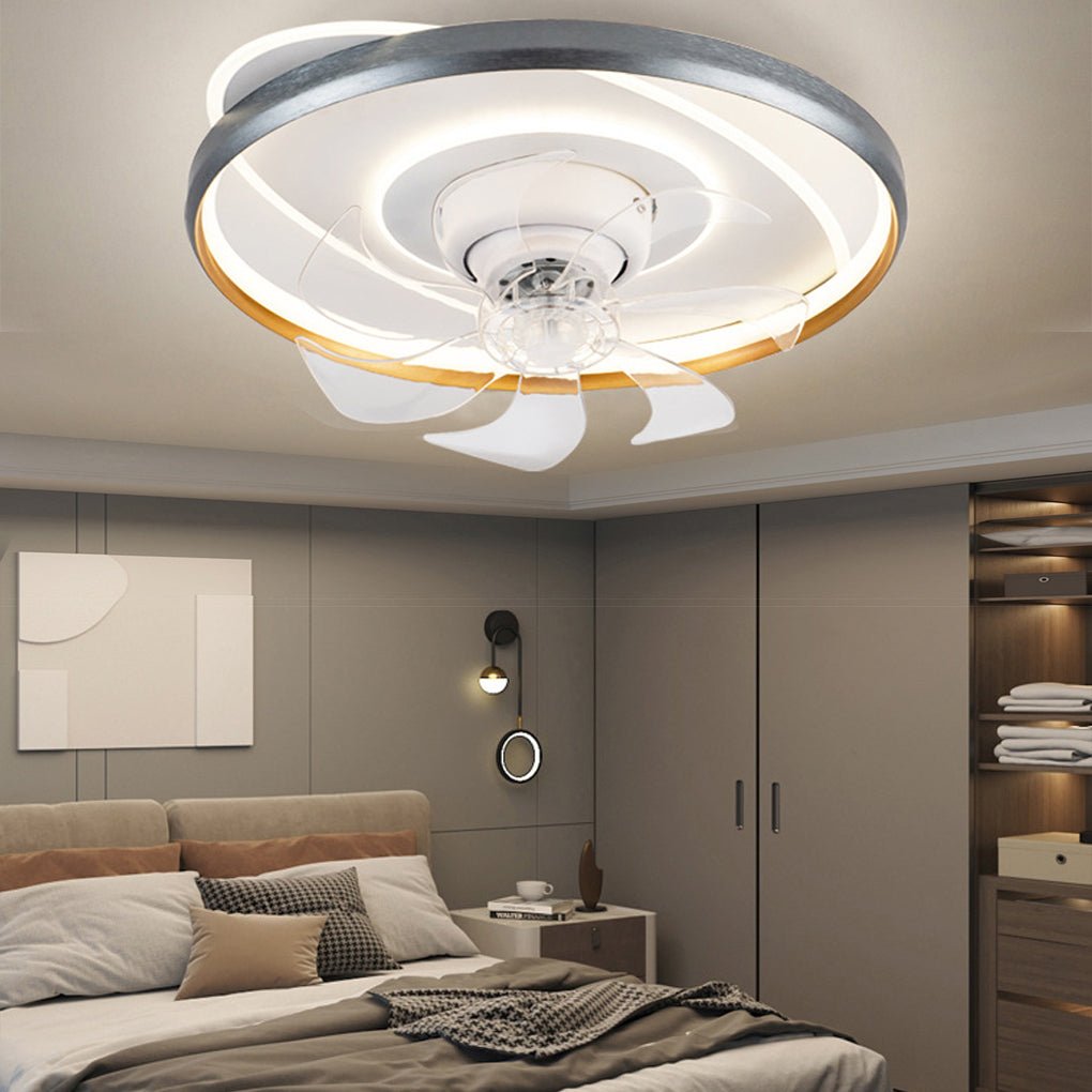 360 Rotatable Led Three Color Light Stepless Dimming Ceiling Fan Lamp With Remote Control