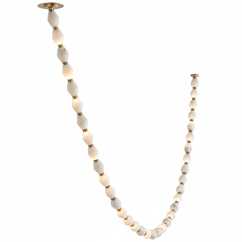 Riviere Glass Chain Chandelier – Modern Linear LED Pendant Light