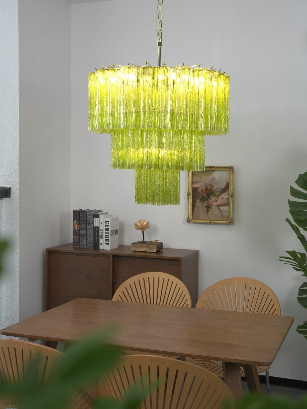 Glacier Tier Chandelier — Hand-Cast Glass Pendant Light in Gold