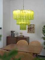 Glacier Tier Chandelier — Hand-Cast Glass Pendant Light in Gold