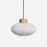 Rivena Glass Pendant Light with Wood Accent – Modern Ambient Lighting for Dining & Living Spaces