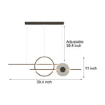 Linear LED Island Chandelier with Ring Accent – Dimmable Modern Pendant for Dining Room