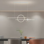 Linear LED Island Chandelier with Ring Accent – Dimmable Modern Pendant for Dining Room