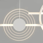 Linear LED Island Chandelier with Ring Accent – Dimmable Modern Pendant for Dining Room