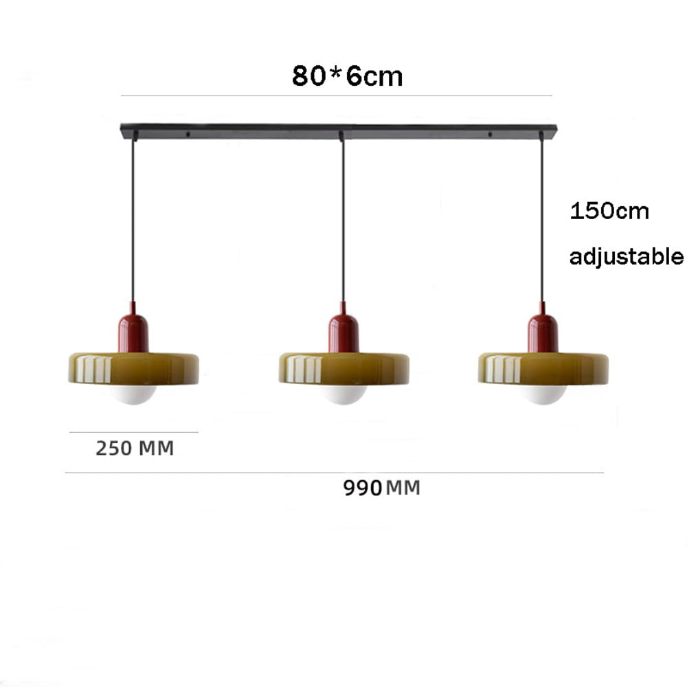 Three Head Bauhaus Style Minimalist Glass Pendant Light