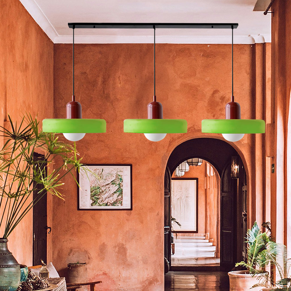 Three Head Bauhaus Style Minimalist Glass Pendant Light