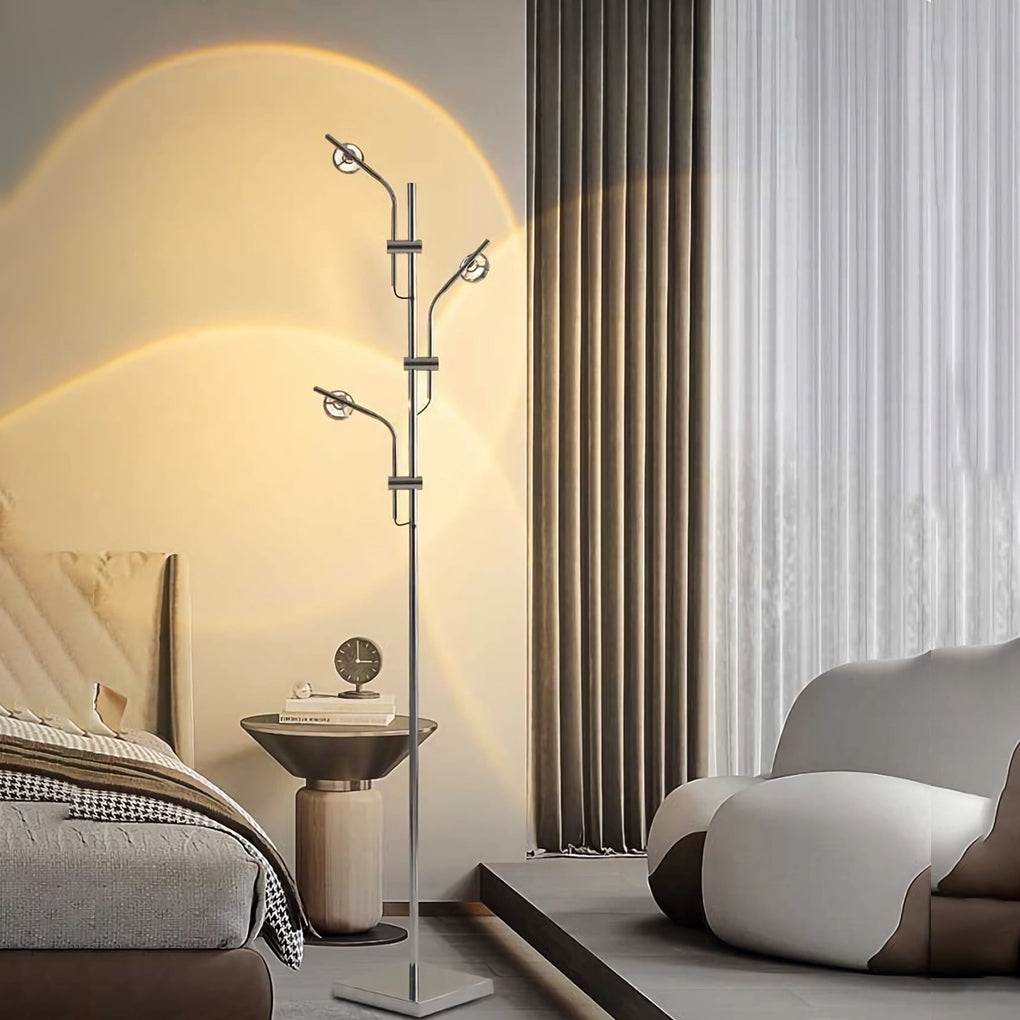 Industrial Multi Angle Task Lighting Chrome Floor Lamp
