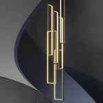 Nordic Black Aluminum LED Linear Staircase Chandelier