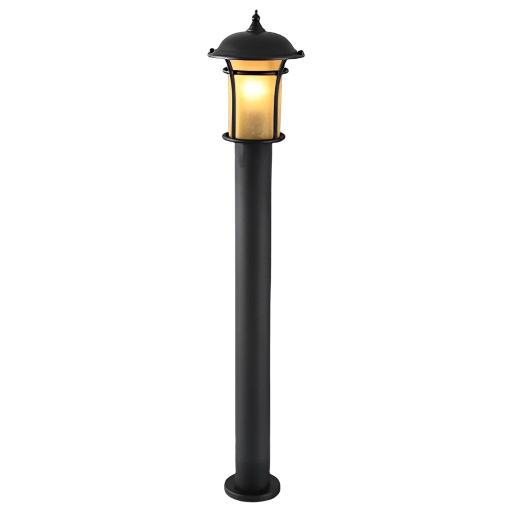 Heritage Iron LED Garden Lantern with Handcrafted Glass Shade