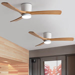 Nordic Wood Ceiling Fan with LED Light – Modern Flush Mount for Living Spaces