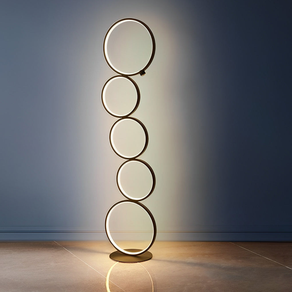 Modern Artistic 5 Led Circles Stack Floor Standing Lamp