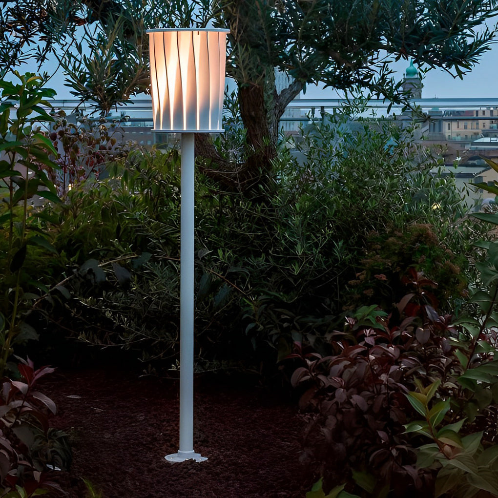 Rotating Stainless Steel Outdoor Floor Lamp with Vertical Slats