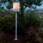 Rotating Stainless Steel Outdoor Floor Lamp with Vertical Slats