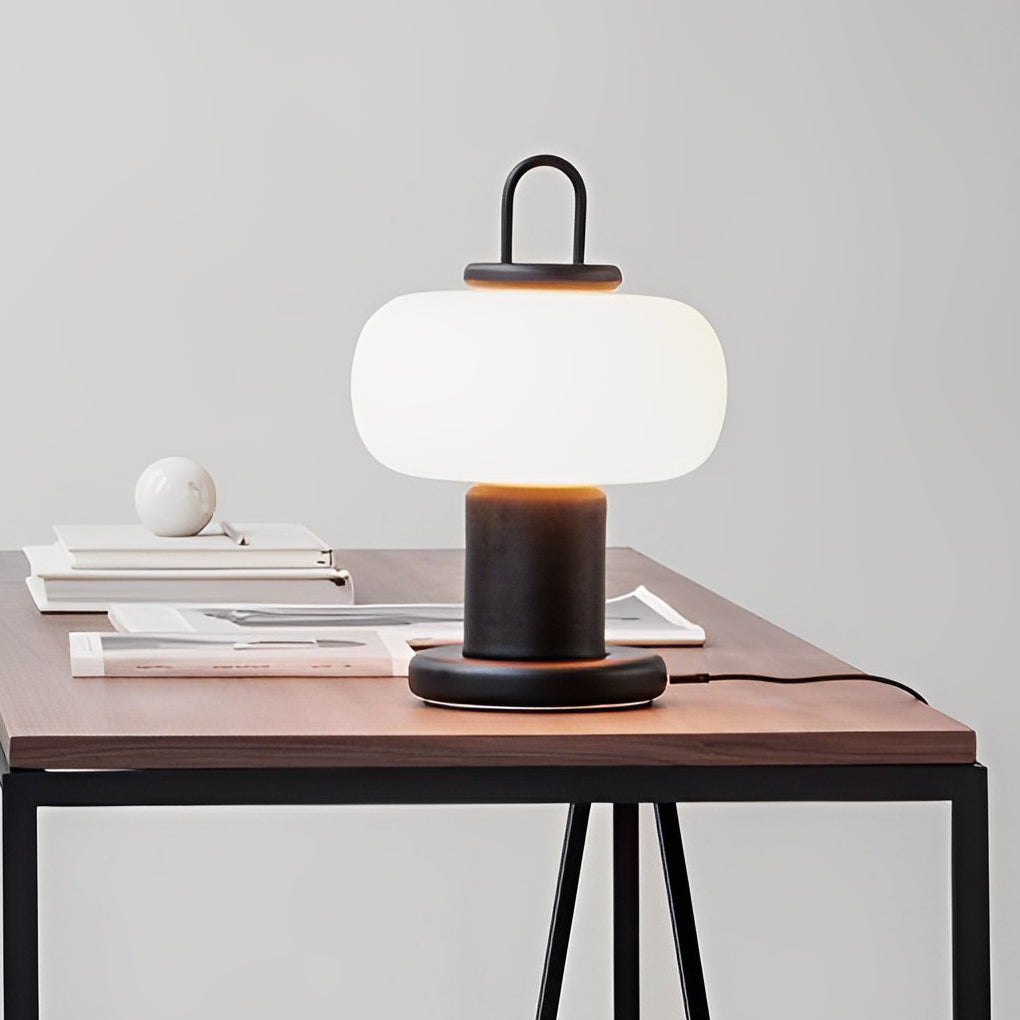 Modern Milk Glass Orb Table Lamp Portable Led Ambient Lighting